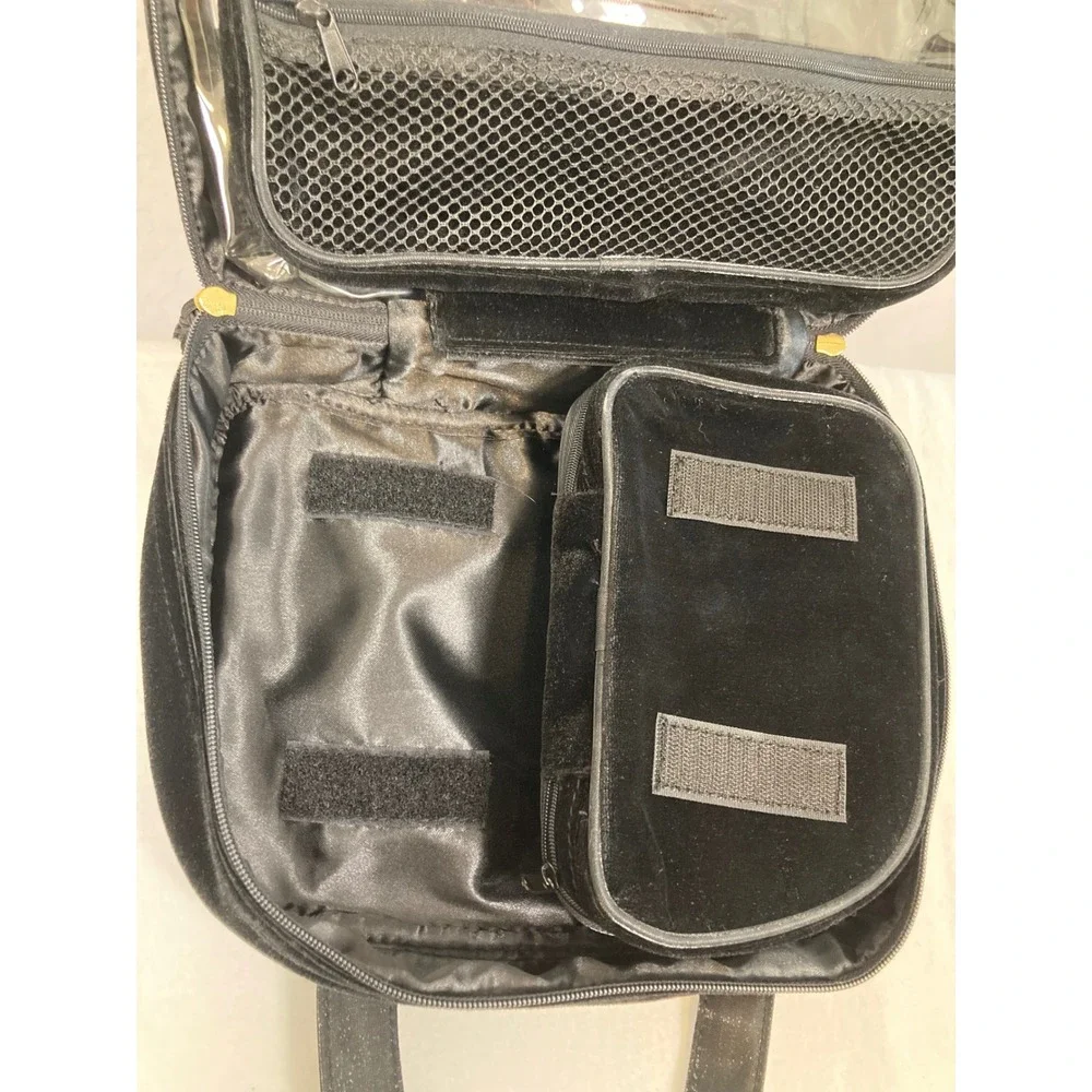 Bueno Velvet Toiletry‎ Bag Travel Case Black Tassel Organizer Small